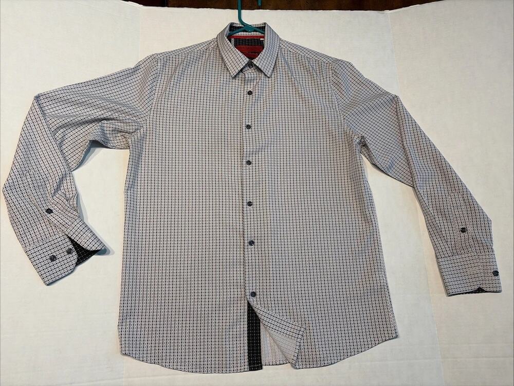 American Breed Men’s Medium Smart Shirt Blue Micro Pattern Slim